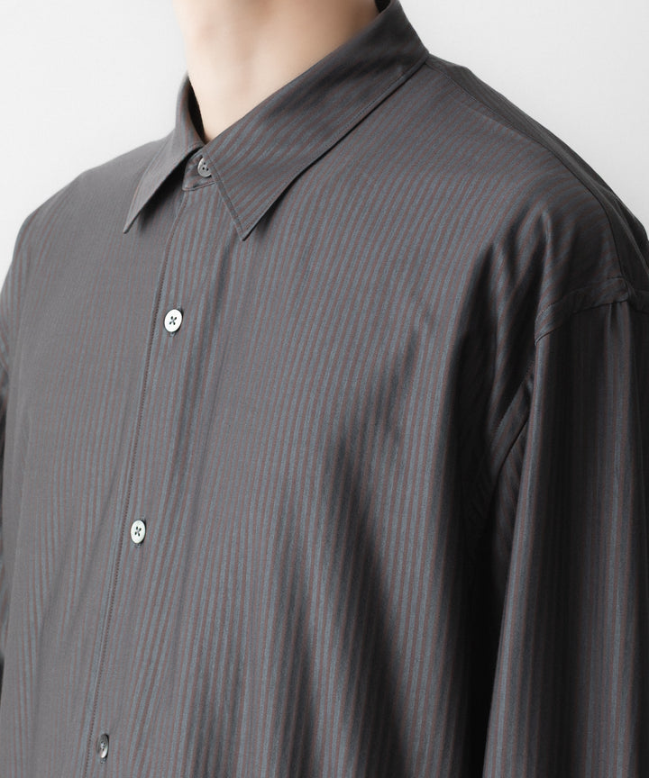 KANEMASA PHIL. カネマサフィルの46G STRIPE MODEST SHIRTのCHARCOAL BROWN 公式通販サイトsession福岡セレクトショップ