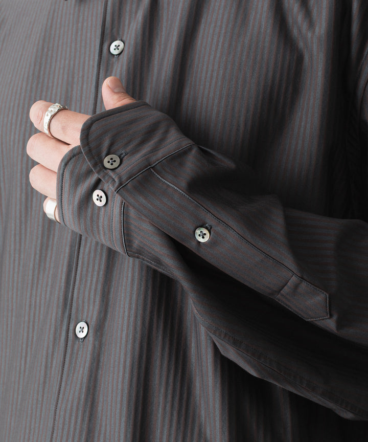 KANEMASA PHIL. カネマサフィルの46G STRIPE MODEST SHIRTのCHARCOAL BROWN 公式通販サイトsession福岡セレクトショップ