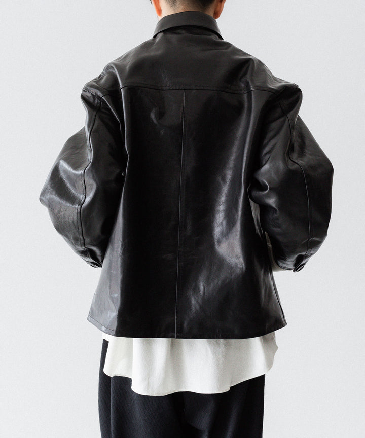 INTÉRIM - インテリムの FULL VEGETABLE TANNED GOAT LEATHER HYPER BIG CAR COATのBLACK公式通販サイトsession福岡セレクトショップ