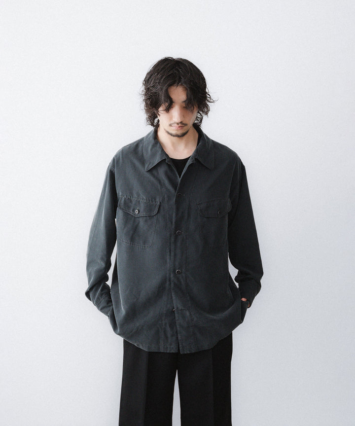 【ANTHEM A】POWDERY FADE POPLIN OPEN COLLAR SHIRT - CARBON公式通販サイトsession福岡セレクトショップ