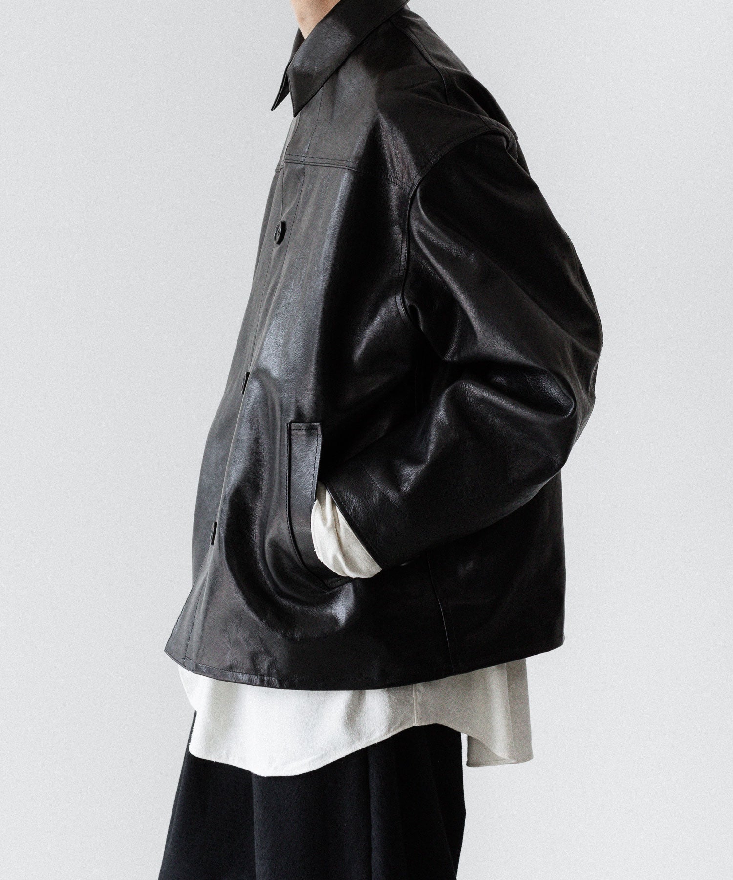 INTÉRIM - インテリムの FULL VEGETABLE TANNED GOAT LEATHER HYPER BIG CAR COATのBLACK公式通販サイトsession福岡セレクトショップ