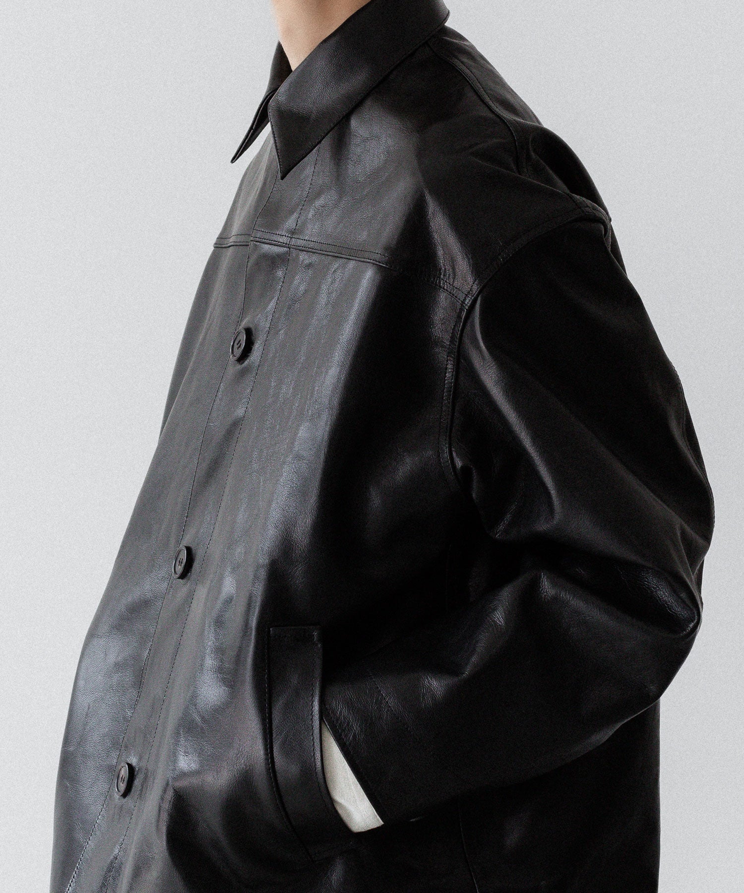 INTÉRIM - インテリムの FULL VEGETABLE TANNED GOAT LEATHER HYPER BIG CAR COATのBLACK公式通販サイトsession福岡セレクトショップ