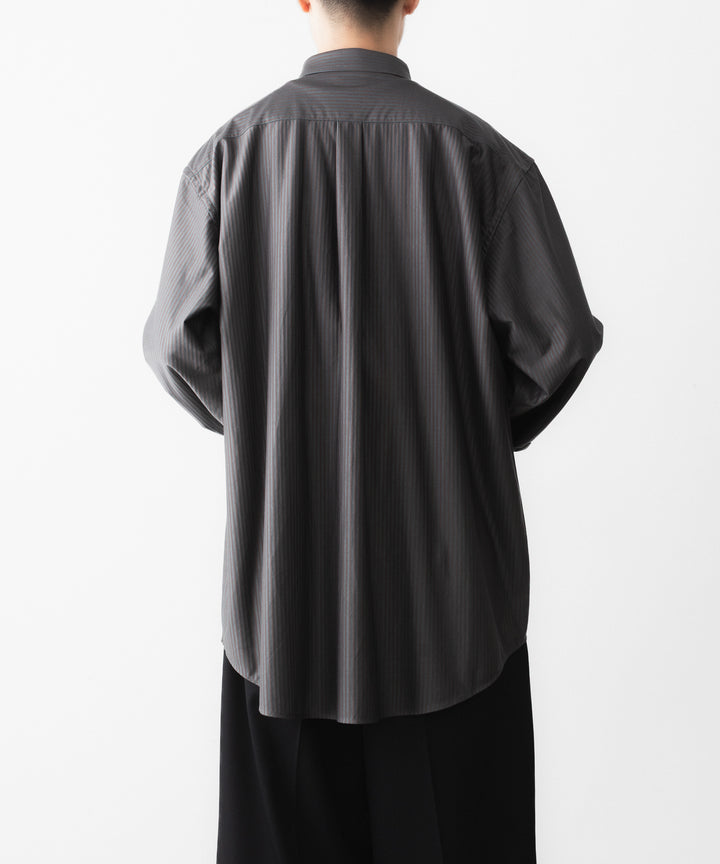 KANEMASA PHIL. カネマサフィルの46G STRIPE MODEST SHIRTのCHARCOAL BROWN 公式通販サイトsession福岡セレクトショップ