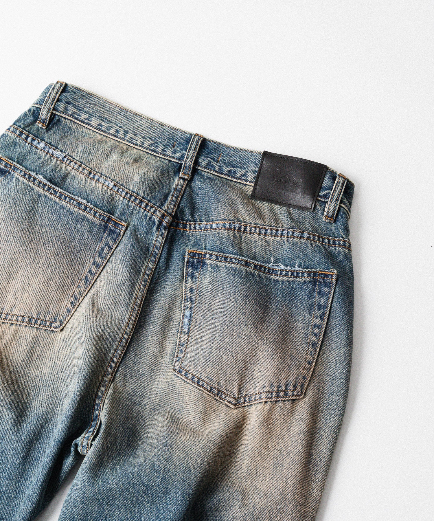 CODA / コーダ】FADED DIRTY INDIGO WASHED BREAK CUT WIDE FLARED