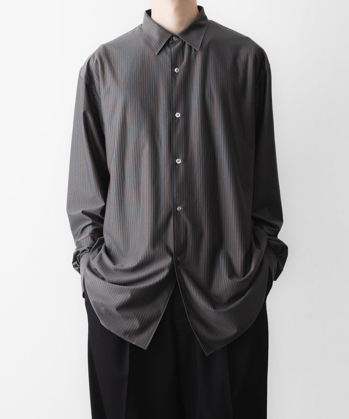 KANEMASA PHIL. カネマサフィルの46G STRIPE MODEST SHIRTのCHARCOAL BROWN 公式通販サイトsession福岡セレクトショップ