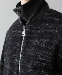 【INTÉRIM】DOUBLE FACE HAIRY BABY LAMA WOOL SPORTS JACKET - RAW BLACK