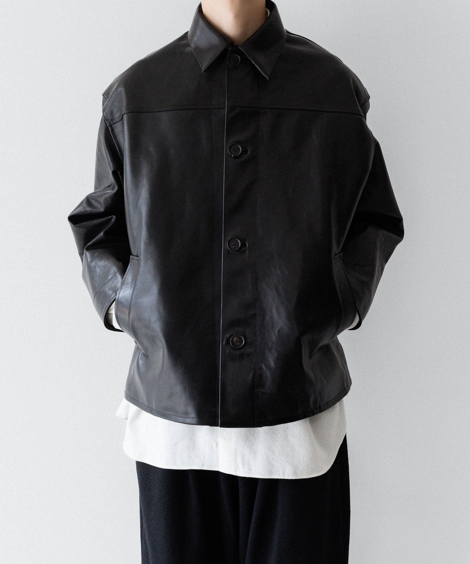 INTÉRIM - インテリムの FULL VEGETABLE TANNED GOAT LEATHER HYPER BIG CAR COATのBLACK公式通販サイトsession福岡セレクトショップ