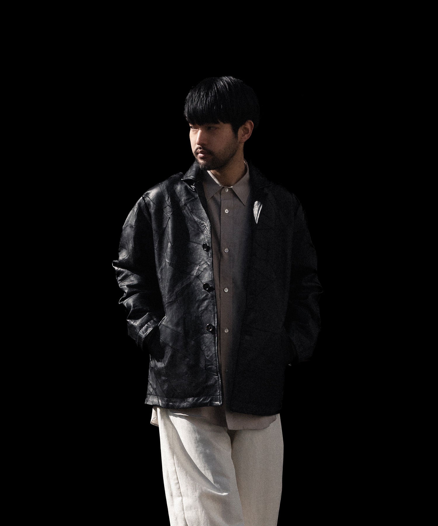ANTHEM A / アンセムエー】COW LEATHER UNEVEN JACKET - BLACK | 公式