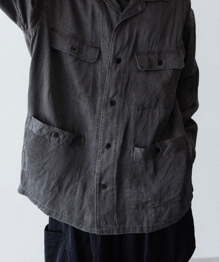 ANTHEM A-アンセムエーのPIGMENT CUPRO OPEN COLLAR SHIRTのCHARCOAL 公式通販サイトsession福岡セレクトショップ