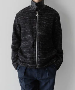 【INTÉRIM】DOUBLE FACE HAIRY BABY LAMA WOOL SPORTS JACKET - RAW BLACK