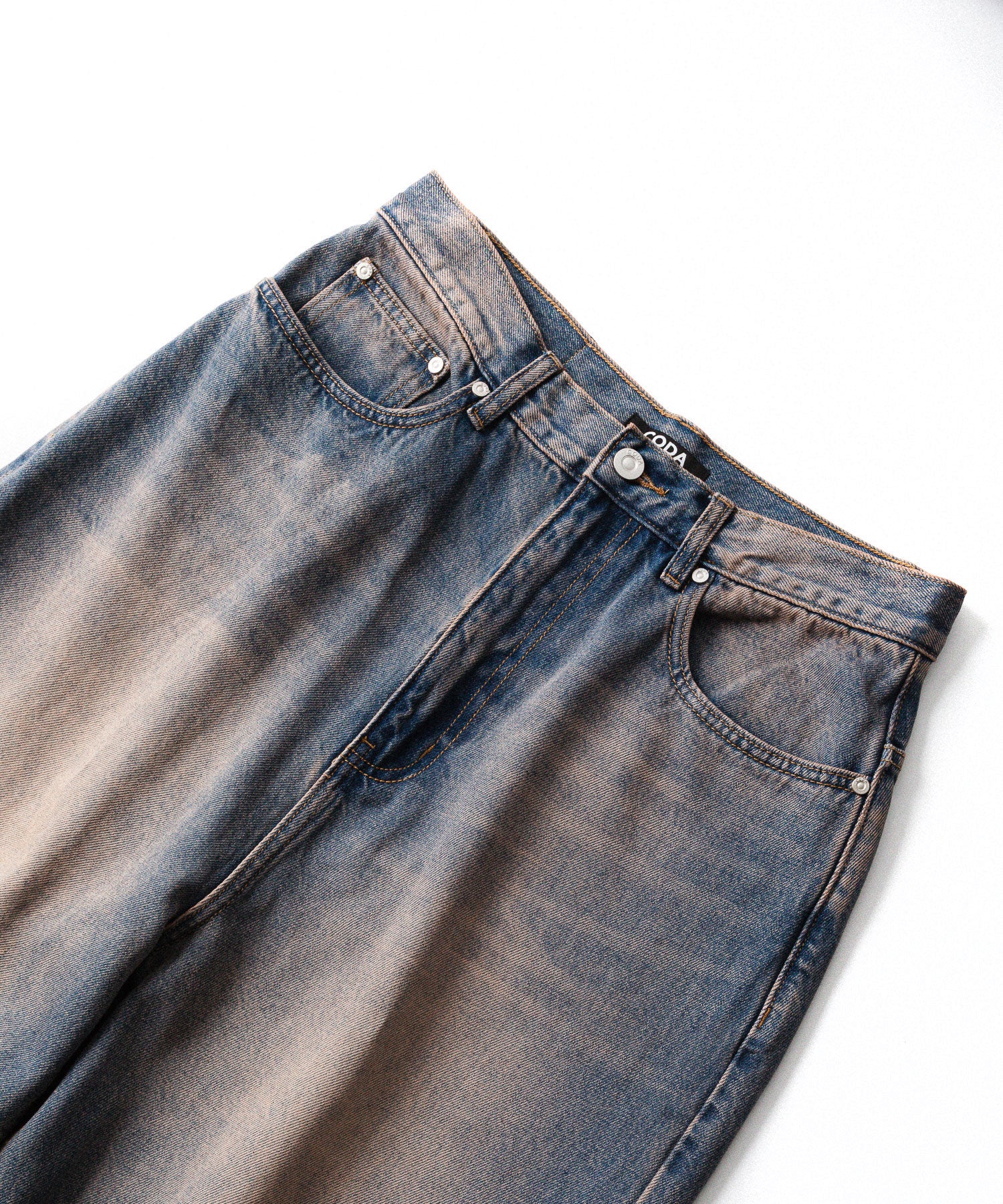 CODA / コーダ】DUST INDIGO ACID WASHED EXTENDED CUT LUFT JEANS
