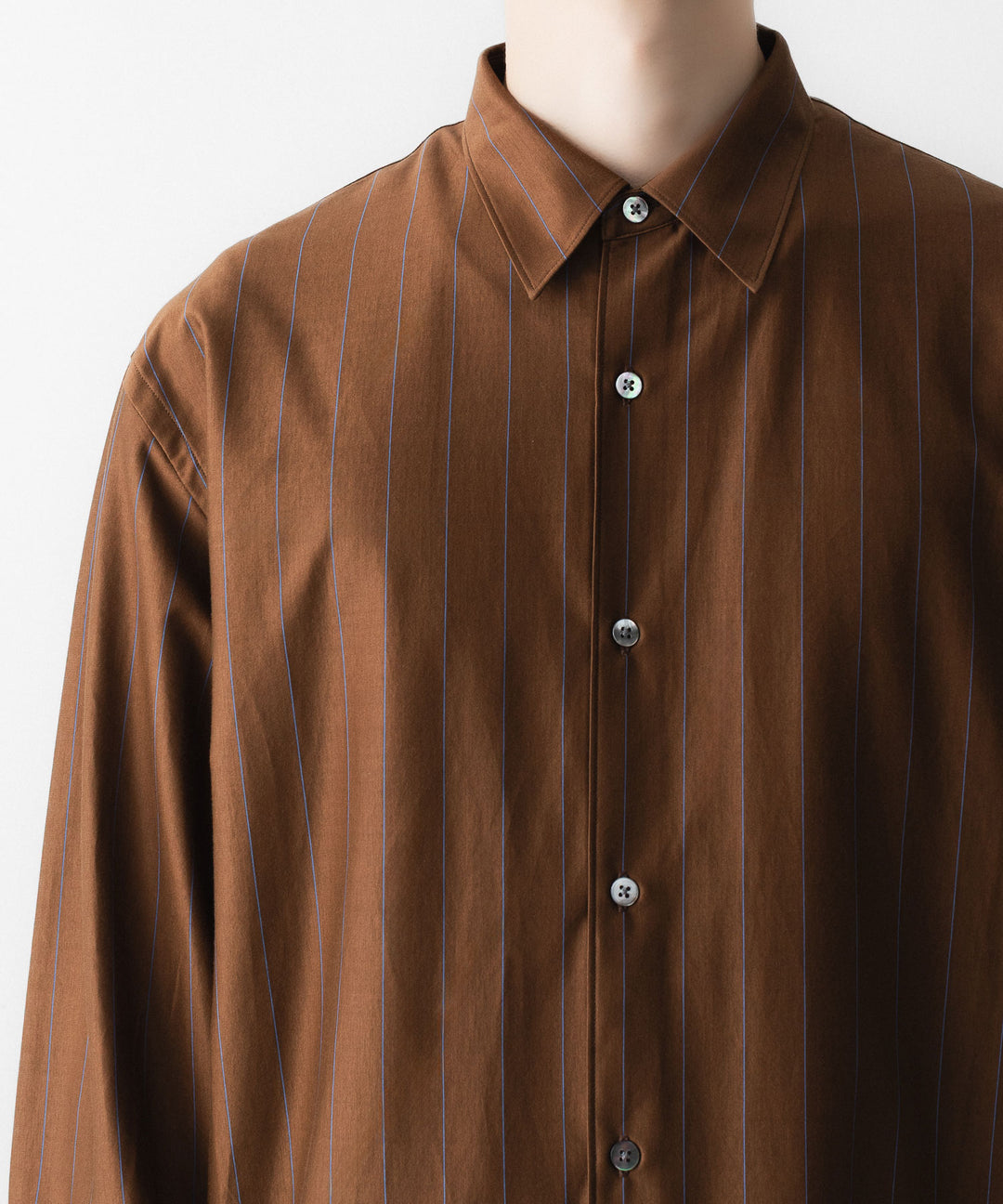 KANEMASA PHIL. カネマサフィルの46G STRIPE MODEST SHIRTのBROWN BLUE 公式通販サイトsession福岡セレクトショップ