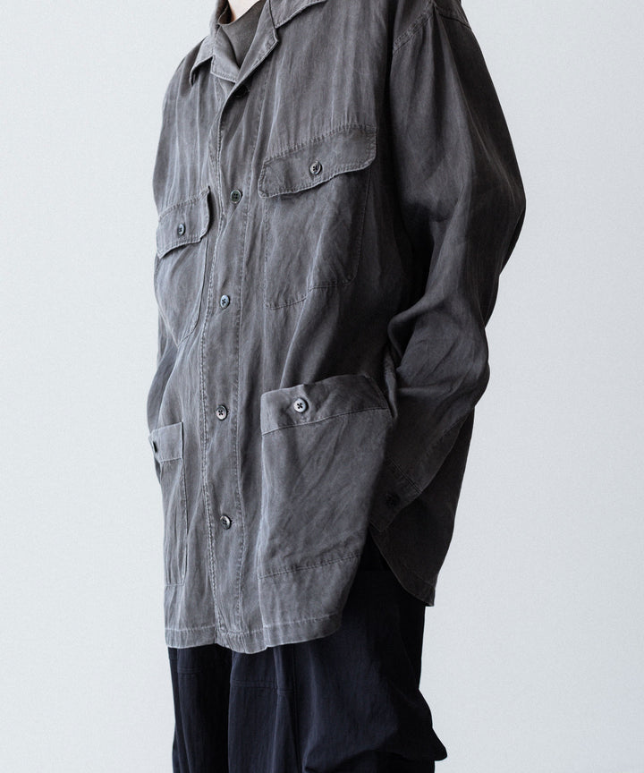 ANTHEM A-アンセムエーのPIGMENT CUPRO OPEN COLLAR SHIRTのCHARCOAL 公式通販サイトsession福岡セレクトショップ