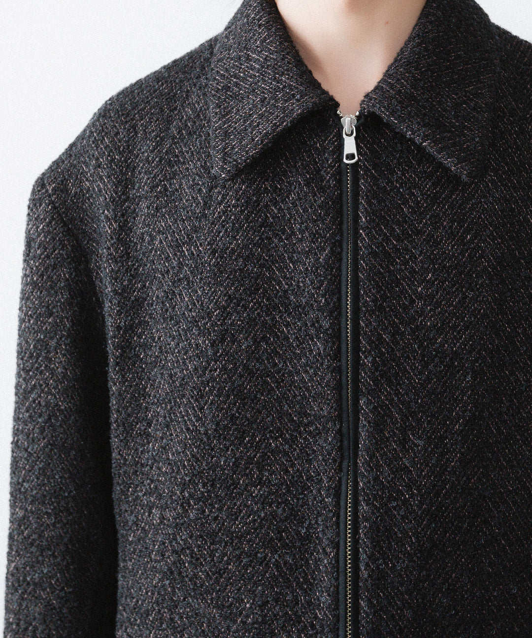 【ANTHEM A】SPARKLE TWEED ZIP BLOUSON - CHARCOAL