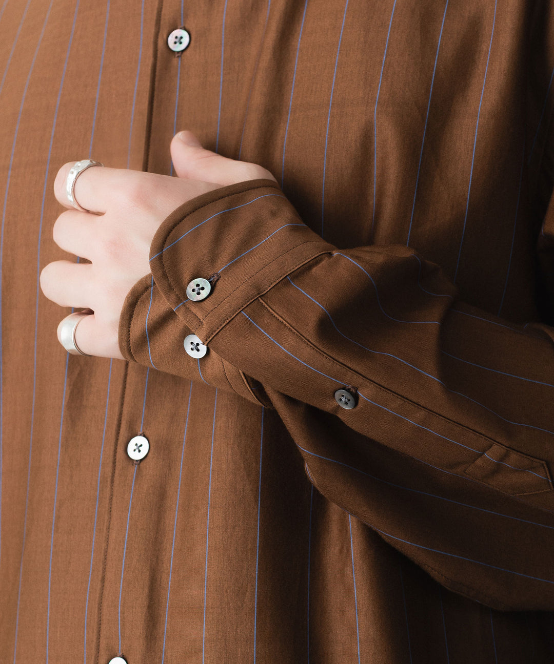 KANEMASA PHIL. カネマサフィルの46G STRIPE MODEST SHIRTのBROWN BLUE 公式通販サイトsession福岡セレクトショップ