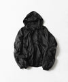 【ssstein】EXTRA LIGHT NYLON SHIRRED ZIP HOOD JACKET - BLACK