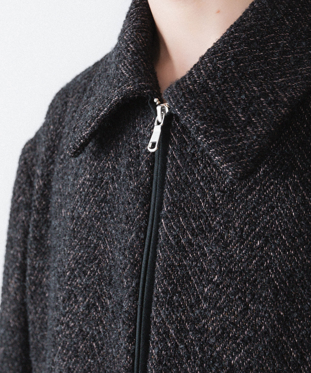 【ANTHEM A】SPARKLE TWEED ZIP BLOUSON - CHARCOAL