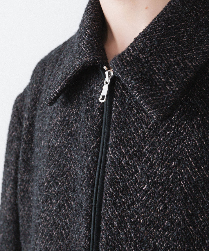 【ANTHEM A】SPARKLE TWEED ZIP BLOUSON - CHARCOAL