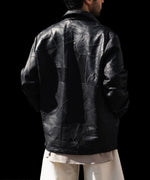 画像をギャラリービューアに読み込む, ANTHEM A アンセムエーのCOW LEATHER UNEVEN JACKETのBLACK 公式通販サイトsession福岡セレクトショップ
