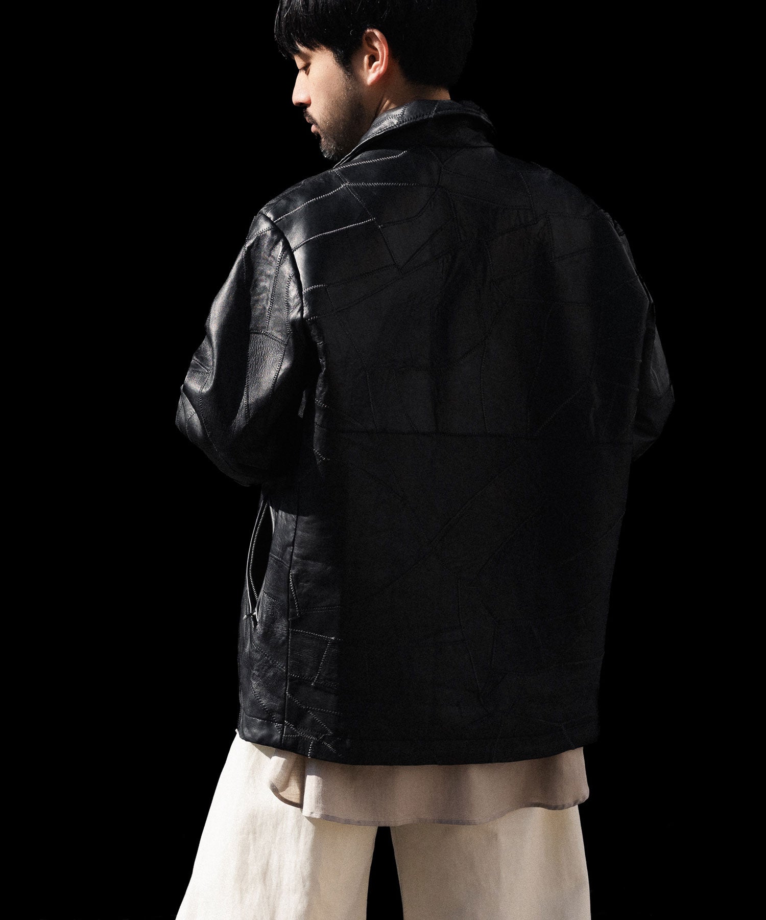 ANTHEM A / アンセムエー】COW LEATHER UNEVEN JACKET - BLACK | 公式