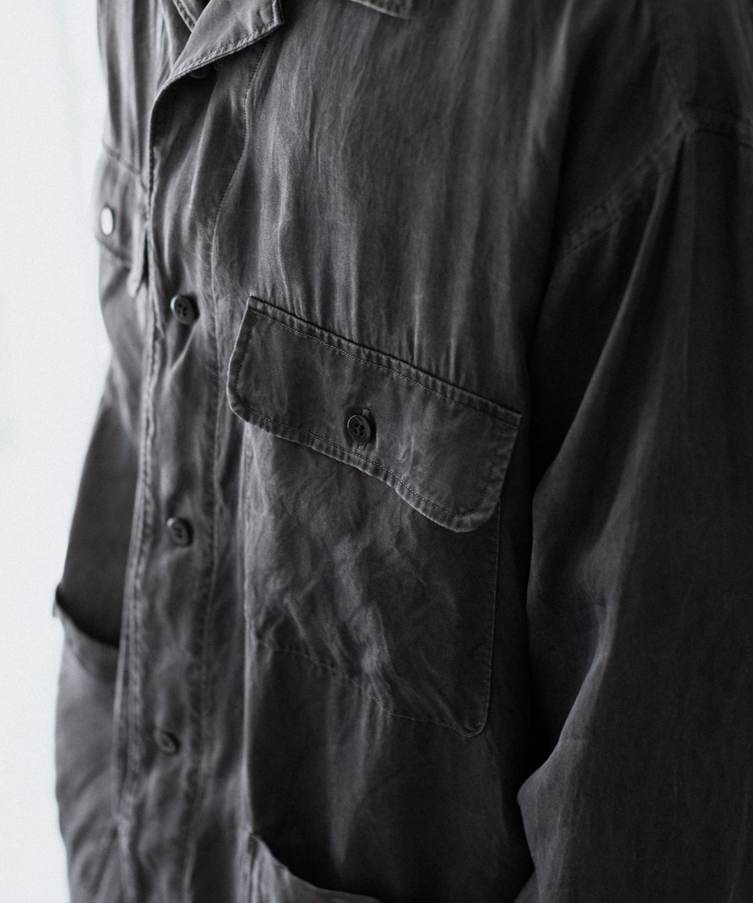 ANTHEM A-アンセムエーのPIGMENT CUPRO OPEN COLLAR SHIRTのCHARCOAL 公式通販サイトsession福岡セレクトショップ