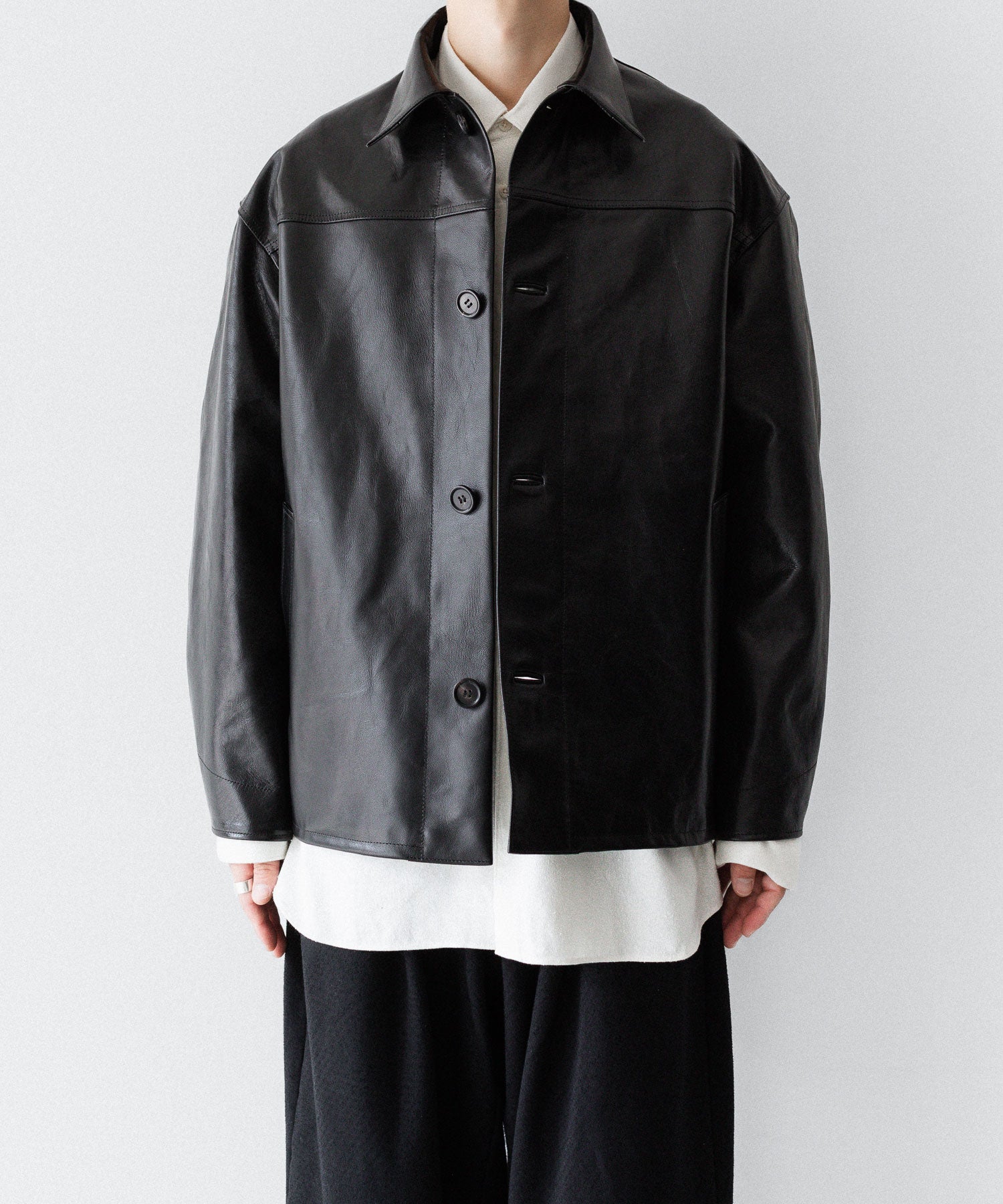 INTÉRIM - インテリムの FULL VEGETABLE TANNED GOAT LEATHER HYPER BIG CAR COATのBLACK公式通販サイトsession福岡セレクトショップ