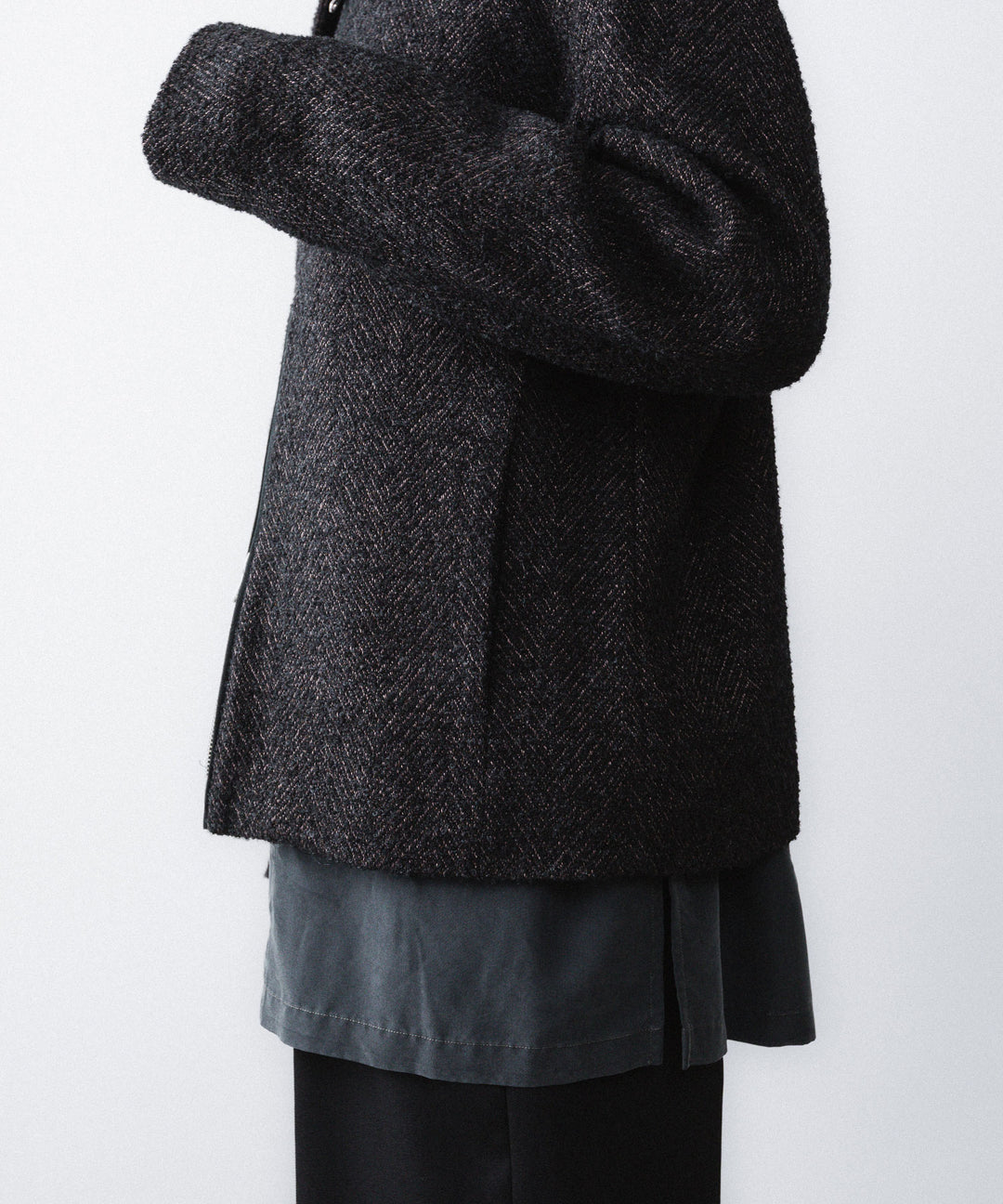 【ANTHEM A】SPARKLE TWEED ZIP BLOUSON - CHARCOAL