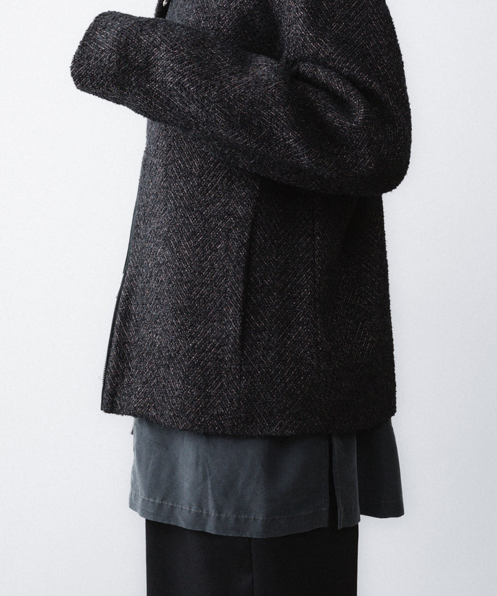 【ANTHEM A】SPARKLE TWEED ZIP BLOUSON - CHARCOAL