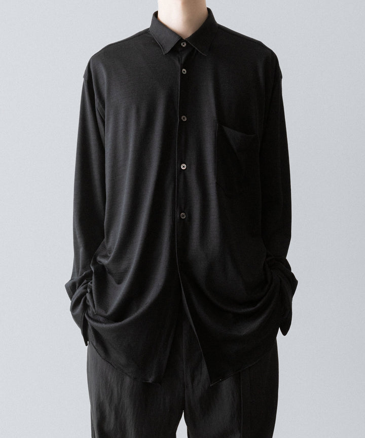 INTÉRIM インテリムEXTRA FINE MERINO WOOL JERSEY L/S REGULAR COLLAR SHIRTのBLACK 公式通販サイトsession福岡セレクトショップ