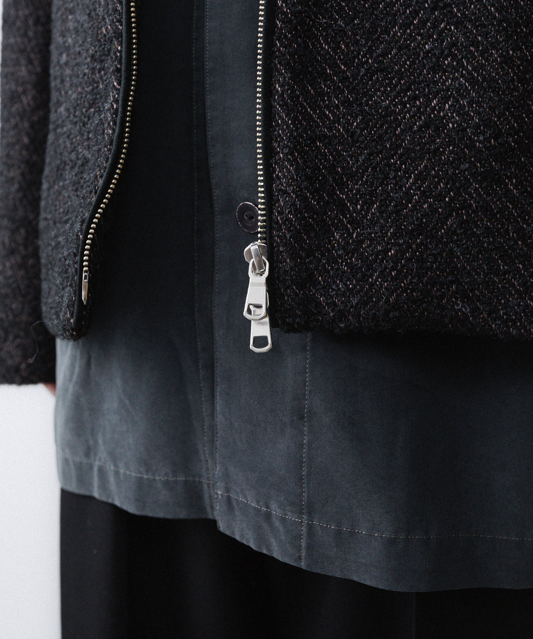 【ANTHEM A】SPARKLE TWEED ZIP BLOUSON - CHARCOAL