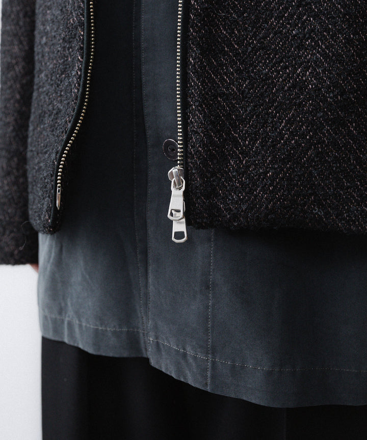 【ANTHEM A】SPARKLE TWEED ZIP BLOUSON - CHARCOAL