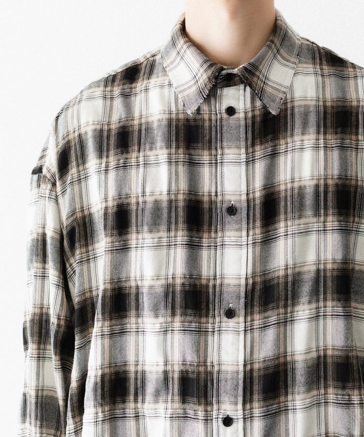 CODA -コーダのBEIGE GREY CHECKED WASHED THRASHED STRUCTURED SHIRTのBEIGE GREY CHECK公式通販サイトsession福岡セレクトショップ