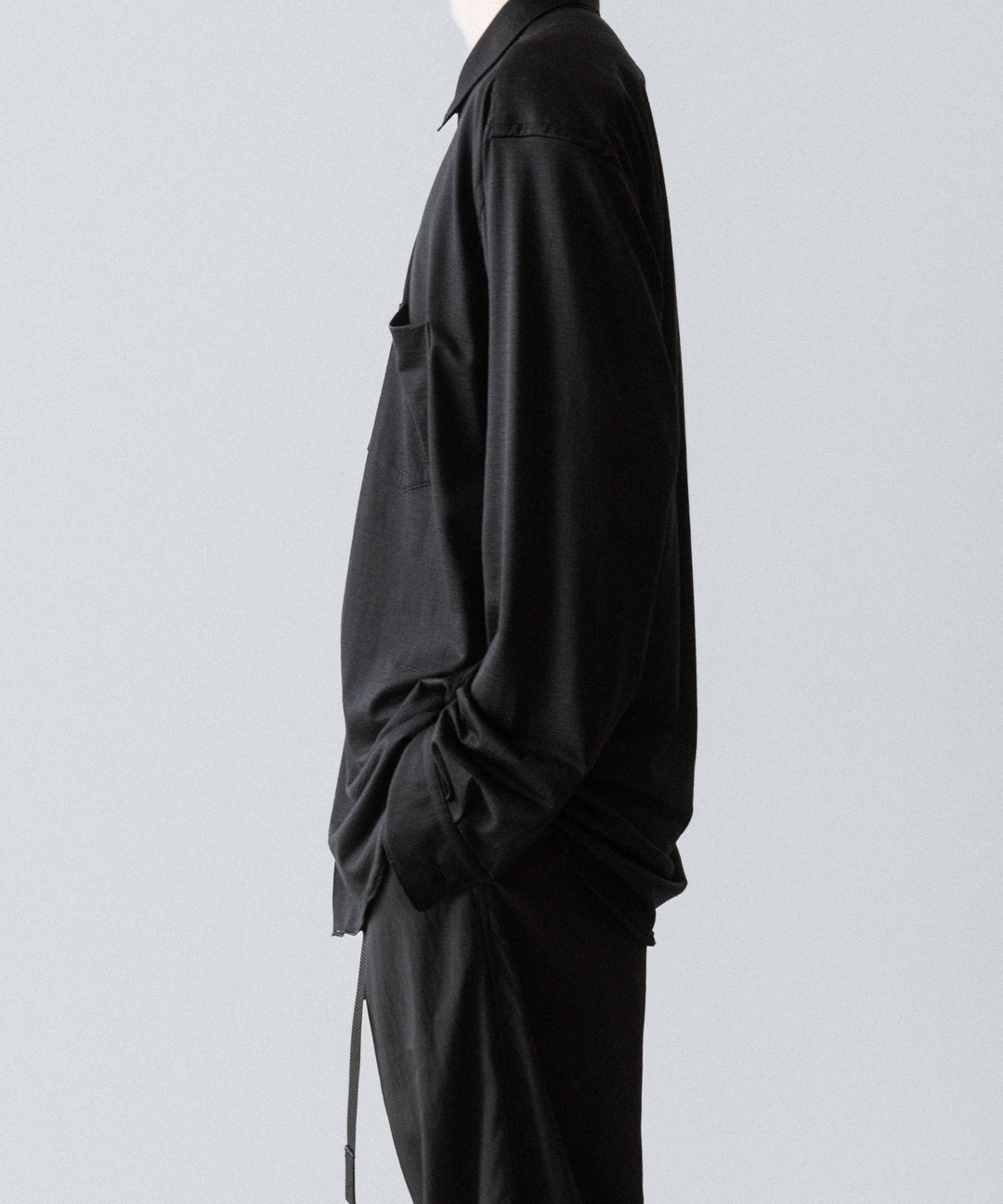 INTÉRIM インテリムEXTRA FINE MERINO WOOL JERSEY L/S REGULAR COLLAR SHIRTのBLACK 公式通販サイトsession福岡セレクトショップ