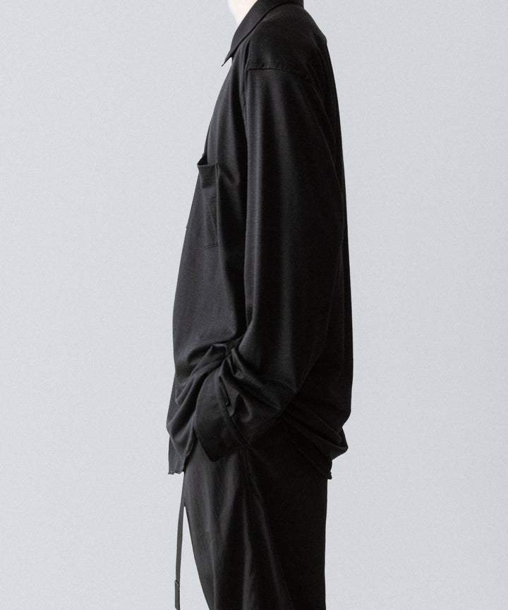 INTÉRIM インテリムEXTRA FINE MERINO WOOL JERSEY L/S REGULAR COLLAR SHIRTのBLACK 公式通販サイトsession福岡セレクトショップ