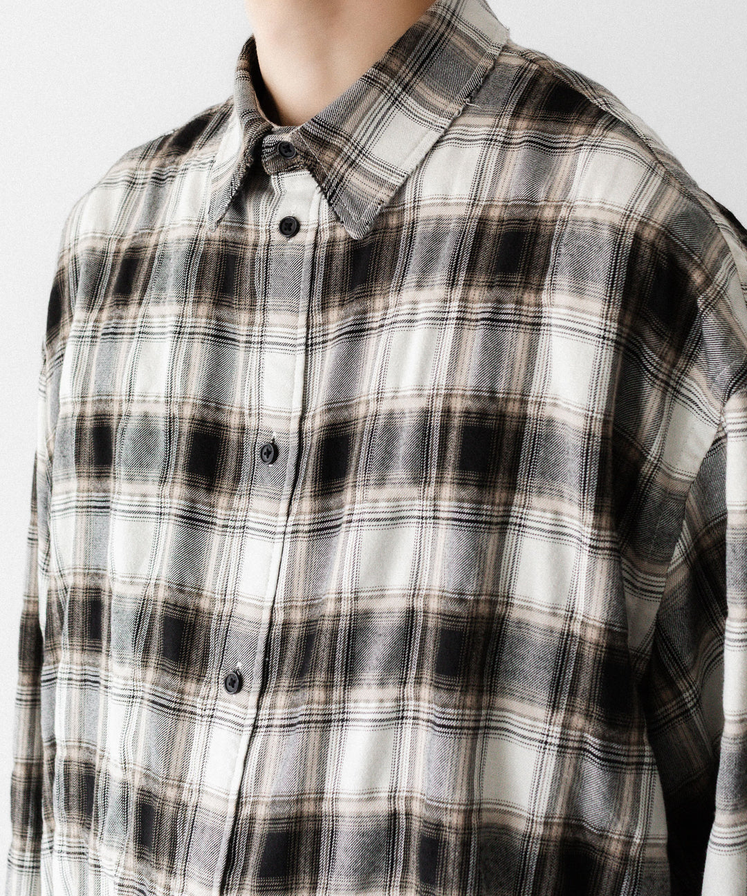 CODA -コーダのBEIGE GREY CHECKED WASHED THRASHED STRUCTURED SHIRTのBEIGE GREY CHECK公式通販サイトsession福岡セレクトショップ