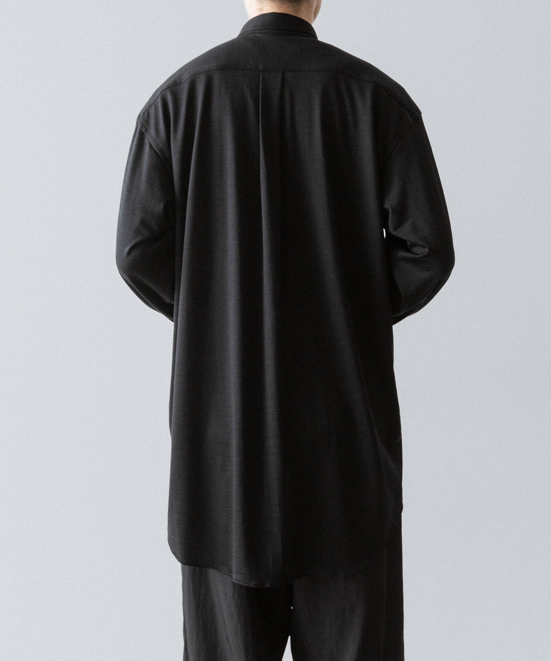 INTÉRIM インテリムEXTRA FINE MERINO WOOL JERSEY L/S REGULAR COLLAR SHIRTのBLACK 公式通販サイトsession福岡セレクトショップ