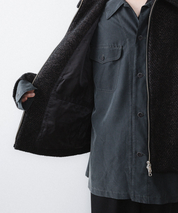 【ANTHEM A】SPARKLE TWEED ZIP BLOUSON - CHARCOAL