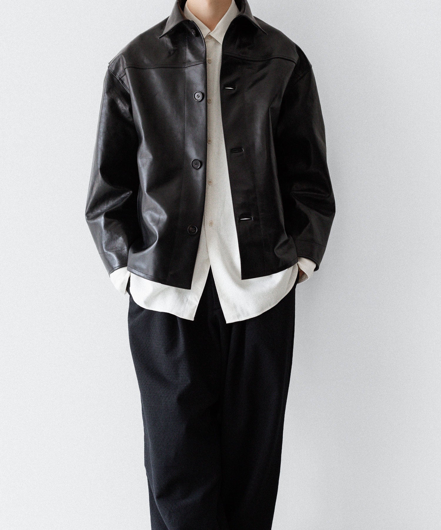 INTÉRIM - インテリムの FULL VEGETABLE TANNED GOAT LEATHER HYPER BIG CAR COATのBLACK公式通販サイトsession福岡セレクトショップ