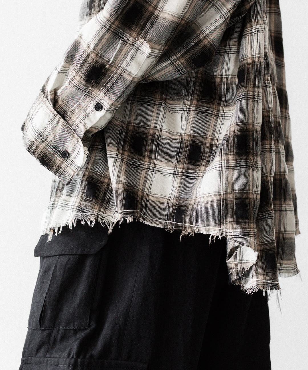 CODA -コーダのBEIGE GREY CHECKED WASHED THRASHED STRUCTURED SHIRTのBEIGE GREY CHECK公式通販サイトsession福岡セレクトショップ