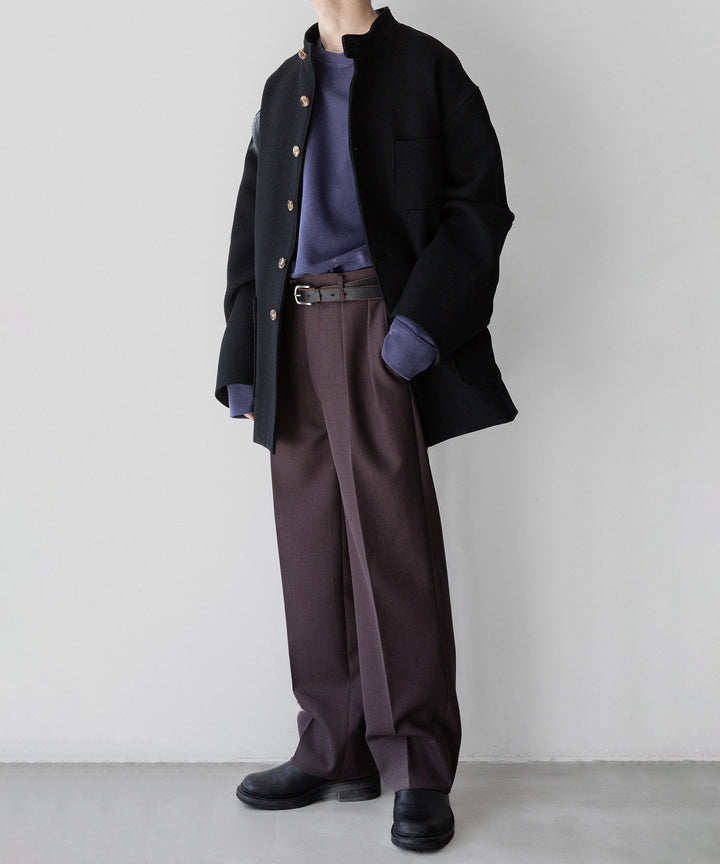 INTÉRIM インテリム 23AW LIMITED FADE BROWN 2-TUCK STRAIGHT SLACKS - WINE BROWN sessionセッション福岡セレクトショップ 公式通販サイト