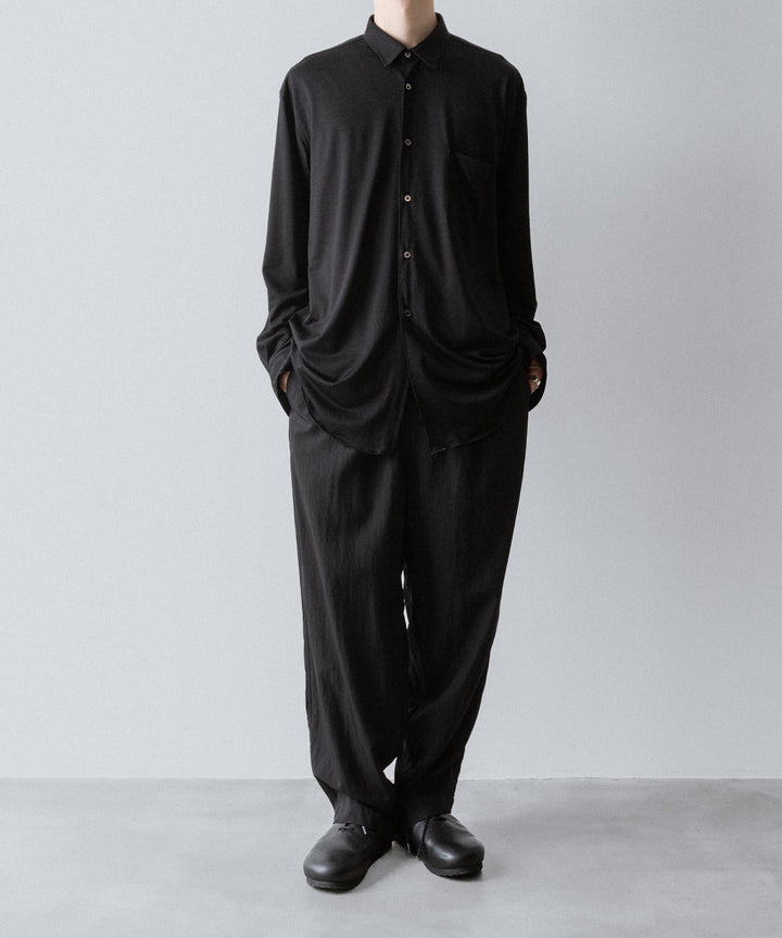 INTÉRIM インテリムEXTRA FINE MERINO WOOL JERSEY L/S REGULAR COLLAR SHIRTのBLACK 公式通販サイトsession福岡セレクトショップ