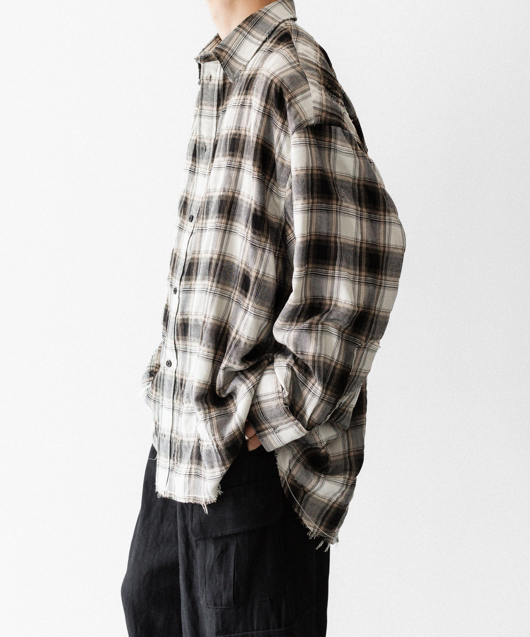 CODA -コーダのBEIGE GREY CHECKED WASHED THRASHED STRUCTURED SHIRTのBEIGE GREY CHECK公式通販サイトsession福岡セレクトショップ