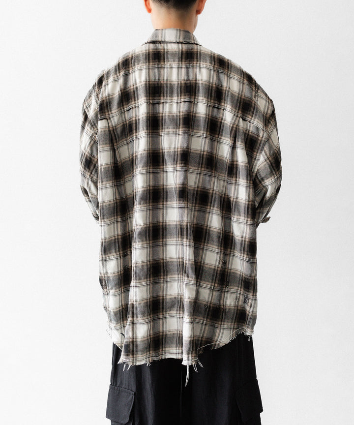 CODA -コーダのBEIGE GREY CHECKED WASHED THRASHED STRUCTURED SHIRTのBEIGE GREY CHECK公式通販サイトsession福岡セレクトショップ
