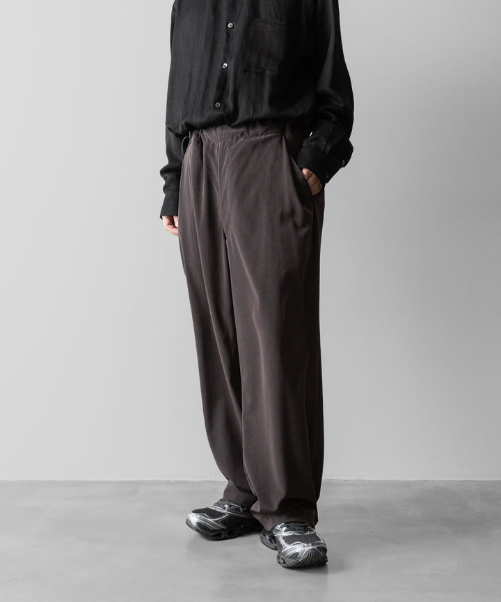 【ANTHEM A】POWDERY VISCOSE NO-BRAINER PANTS - BROWN