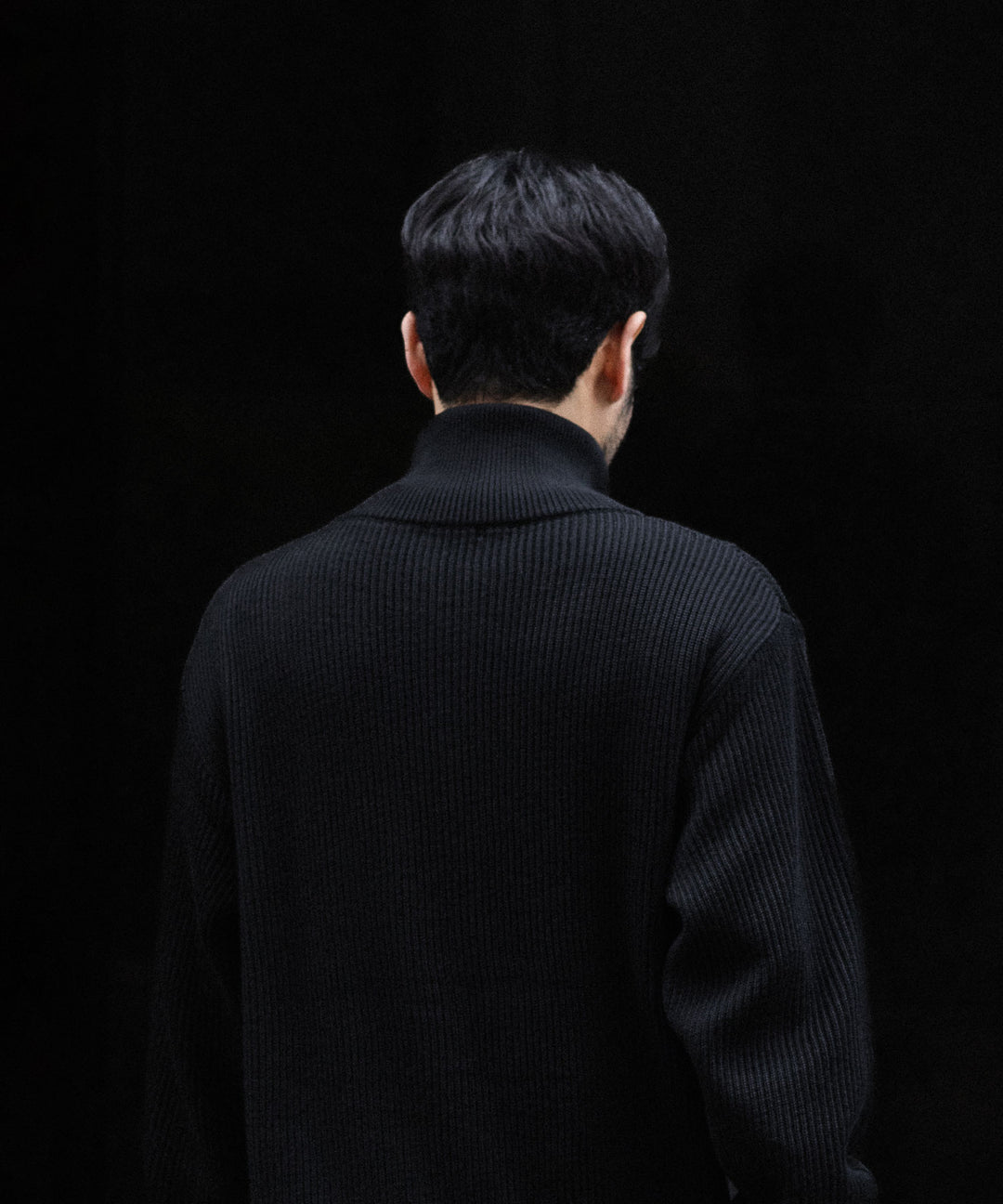 INTÉRIM - インテリムのWOOL SILK CASHMERE DEAD STOCK YARN DOUBLE RIB HALF ZIP KNITのBLACK公式通販サイトsession福岡セレクトショップ