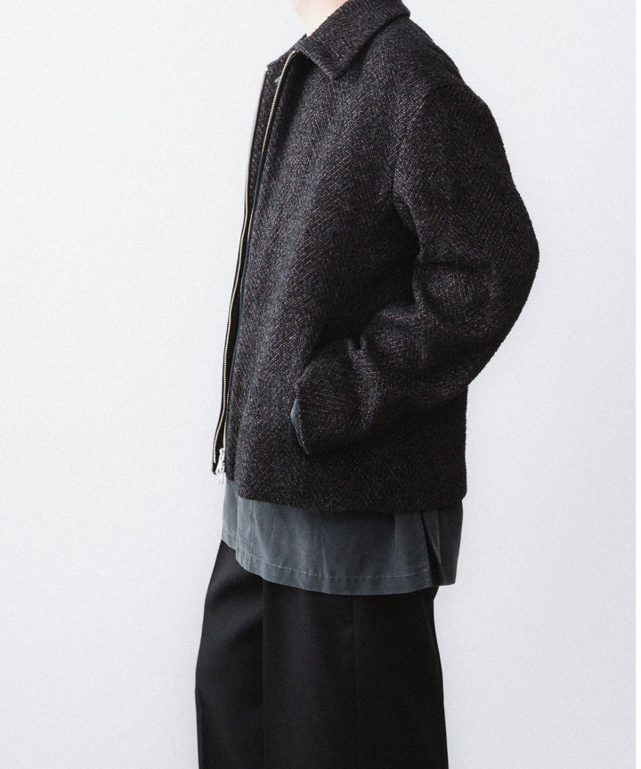【ANTHEM A】SPARKLE TWEED ZIP BLOUSON - CHARCOAL
