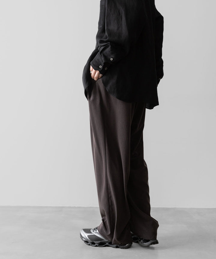 【ANTHEM A】POWDERY VISCOSE NO-BRAINER PANTS - BROWN