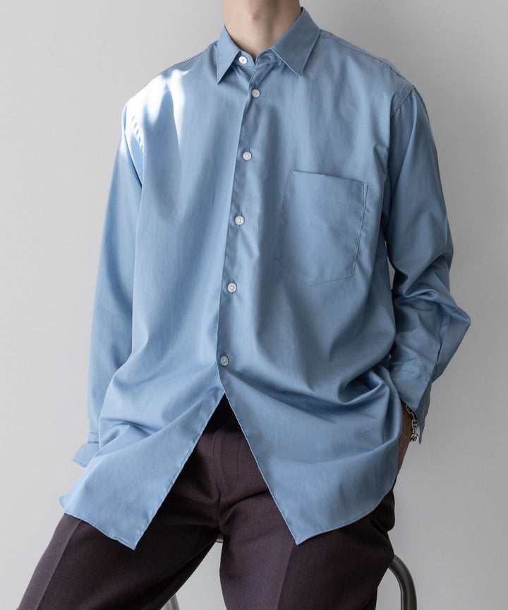 【INTÉRIM】インテリムのドレスシャツ 200/2 SUPIMA TWILL REGULAR COLLAR SHIRT - BLUE