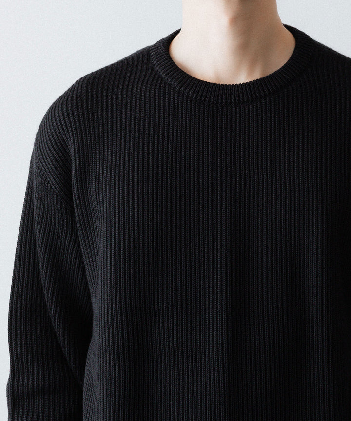 INTÉRIM - インテリムのWOOL SILK CASHMERE DEAD STOCK YARN DOUBLE RIB CREW SWEATERのBLACK公式通販サイトsession福岡セレクトショップ