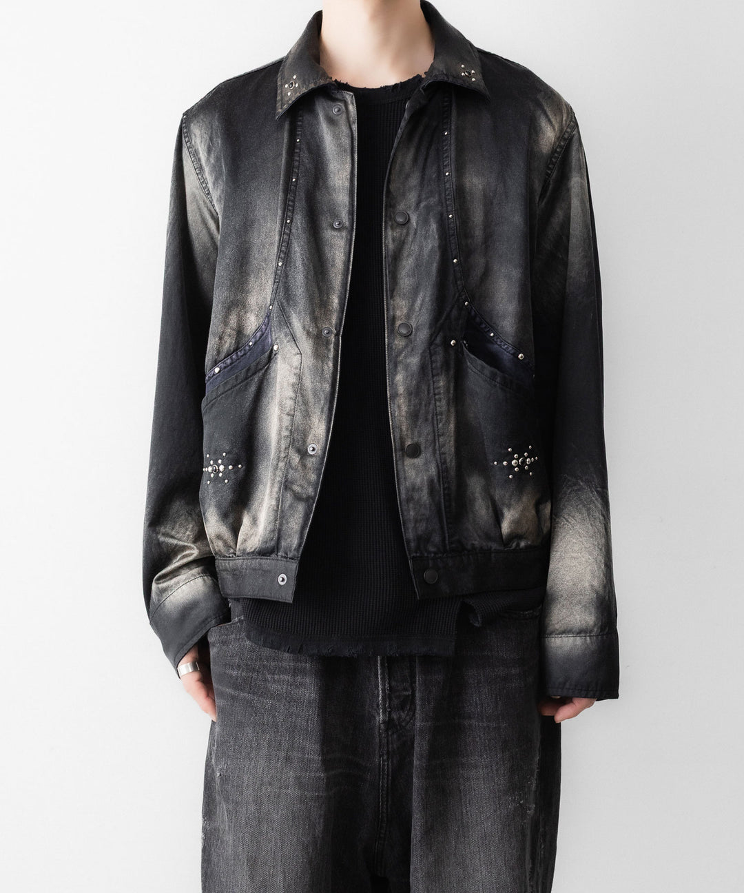 SUBLATIONS サブレーションズのRUSTY SATIN SPORTS JACKETのBLACK 公式通販サイトsession福岡セレクトショップ